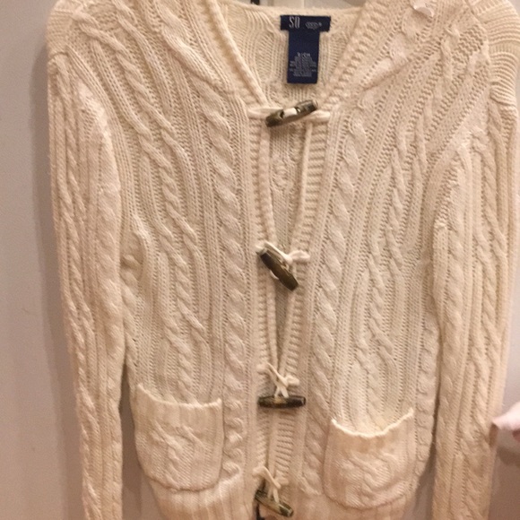 Ivory women’s sweater with hood size small - Picture 3 of 4